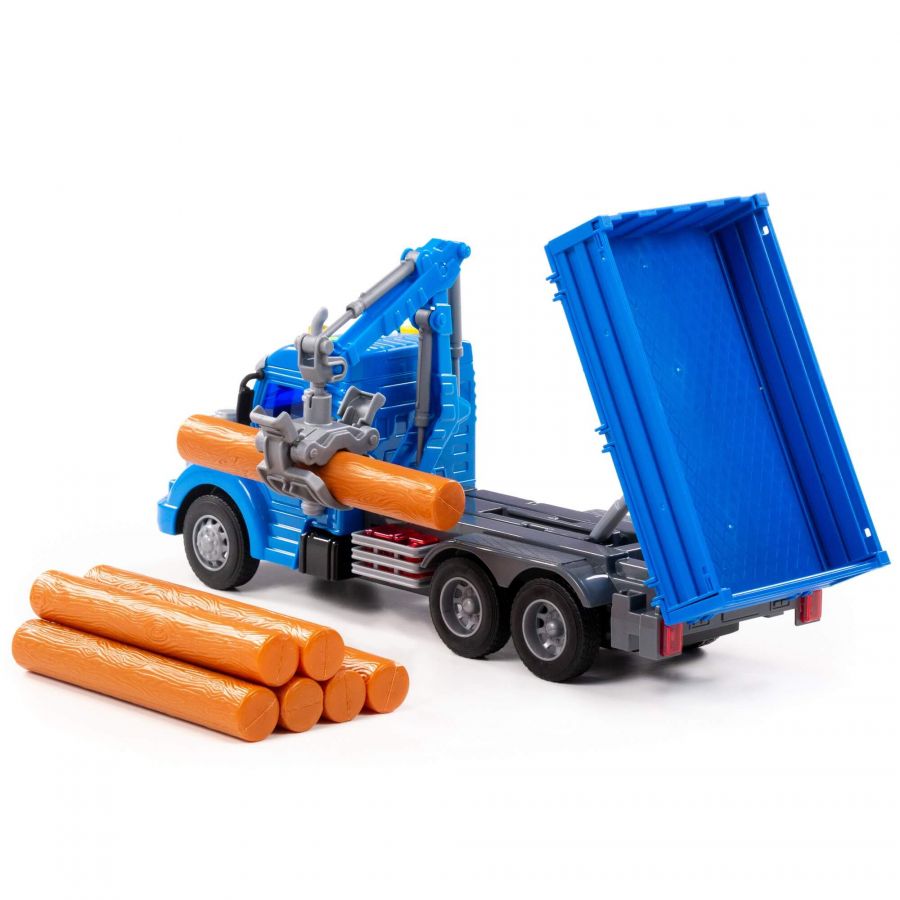 "Профи", автомобиль бортовой с манипулятором инерционный (со светом и звуком) (синий) (в коробке)