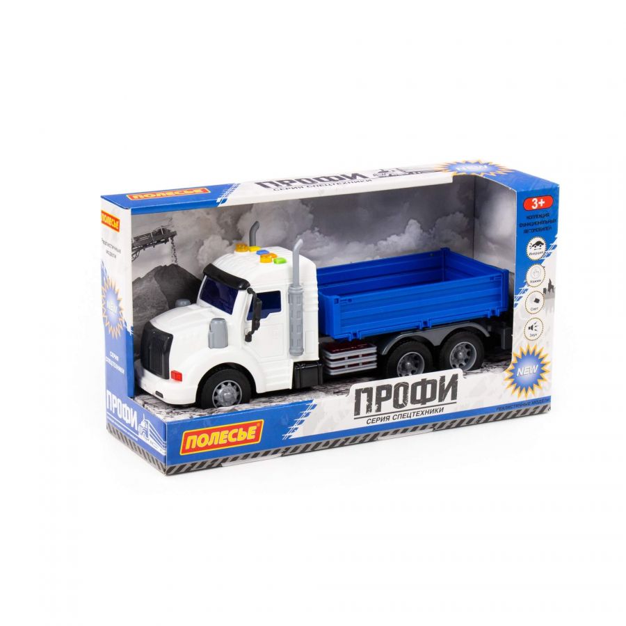 "Профи", автомобиль бортовой инерционный (со светом и звуком) (синий) (в коробке)