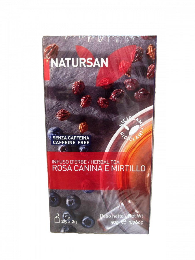 CF33 Травяной чай Шиповник и черника 50 г, Astuccio Natursan Rosa canina e mirtillo 50 gr