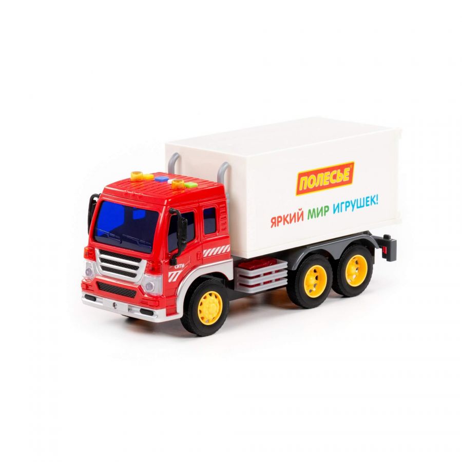 "Сити", автомобиль-фургон инерционный (со светом и звуком) (красно-белый) (в коробке)