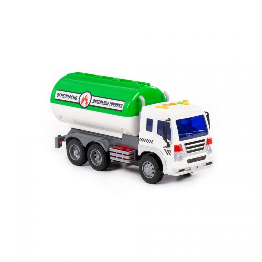 "Сити", автомобиль с цистерной инерционный (со светом и звуком) (зелёный) (в коробке)