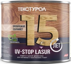 Защита и Декор Древесины Текстурол UV Stop Lasur 5л Бесцветное с Двойной Защитой от Ультрафиолетового Излучения