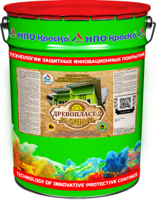 Грунт-Эмаль для Дерева Краско Древопласт-2 «УФ» 20кг Белая, Полиуретановая, Шелковисто-Матовая, Атмосферостойкая с Эффектом Пластика / НПО Краско