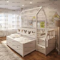 Кровать-домик Simple Siesta с лестницей комодом