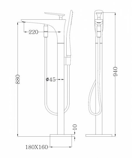 Смеситель ABBER Zeitlos AF8915W напольный для ванны, белый-хром схема 2