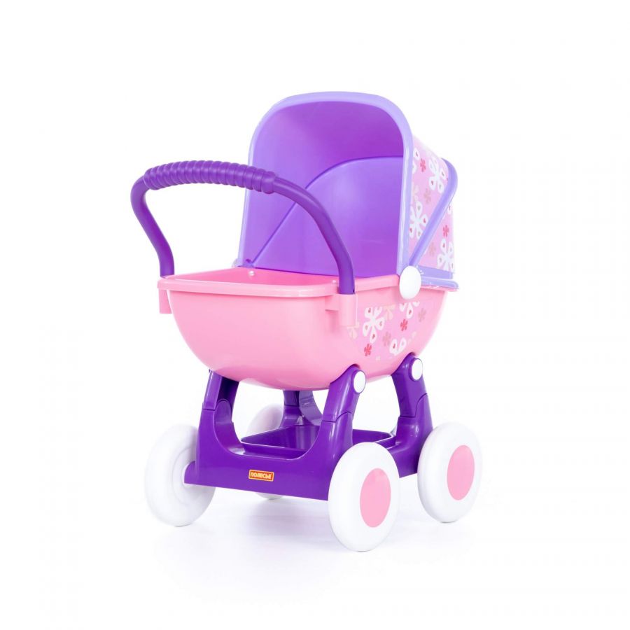 Коляска для кукол "Arina №2" 4-х колёсная (розовая) (в пакете)