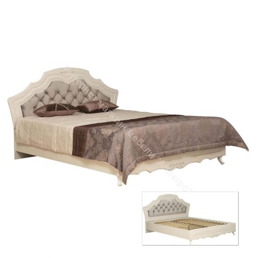 Кровать двойная 06.121 Кантри с ортопед. основанием (ш.1600), Вудлайн кремовый/Сандал белый