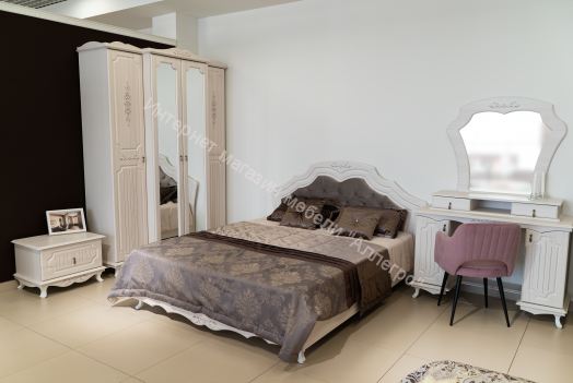 Кровать двойная 06.121 Кантри с ортопед. основанием (ш.1600), Вудлайн кремовый/Сандал белый