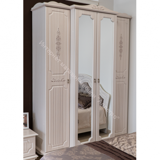 Спальный гарнитур Кантри (патина), Вудлайн кремовый/Сандал белый