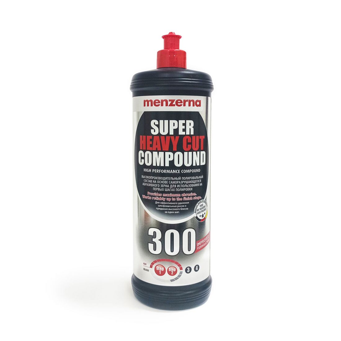 Menzerna Super Heavy Cut Compound 300 IMPROVED FORMULATION Универсальная высокоабразивная полировальная паста, 250мл.