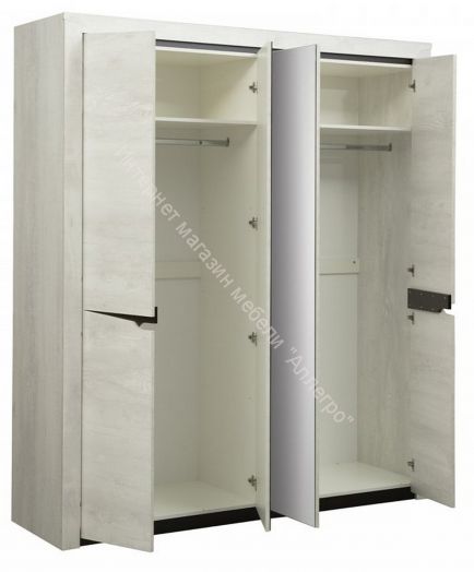 Шкаф для одежды 33.01 Лючия (4 - х дверный), Бетон пайн белый/Венге