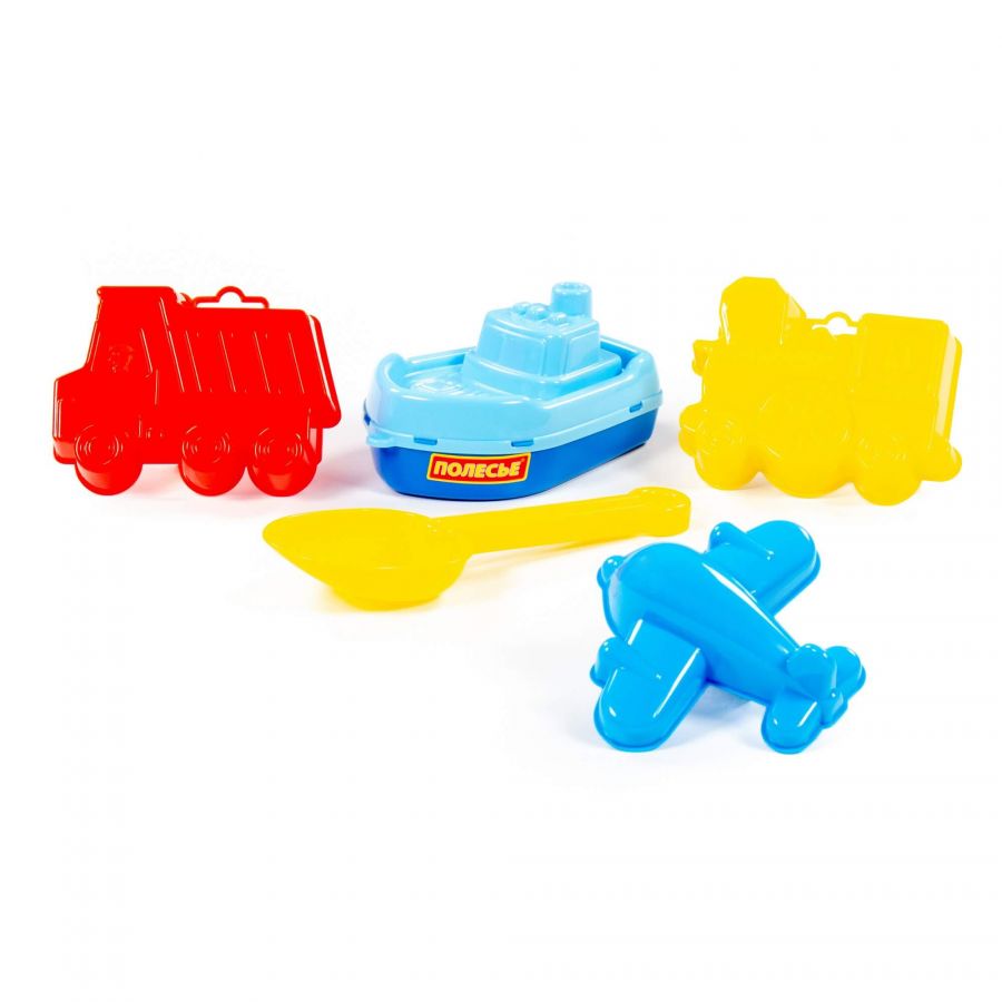Набор №380: кораблик "Волна", совок №7, формочки (самосвал + паровоз + самолёт)