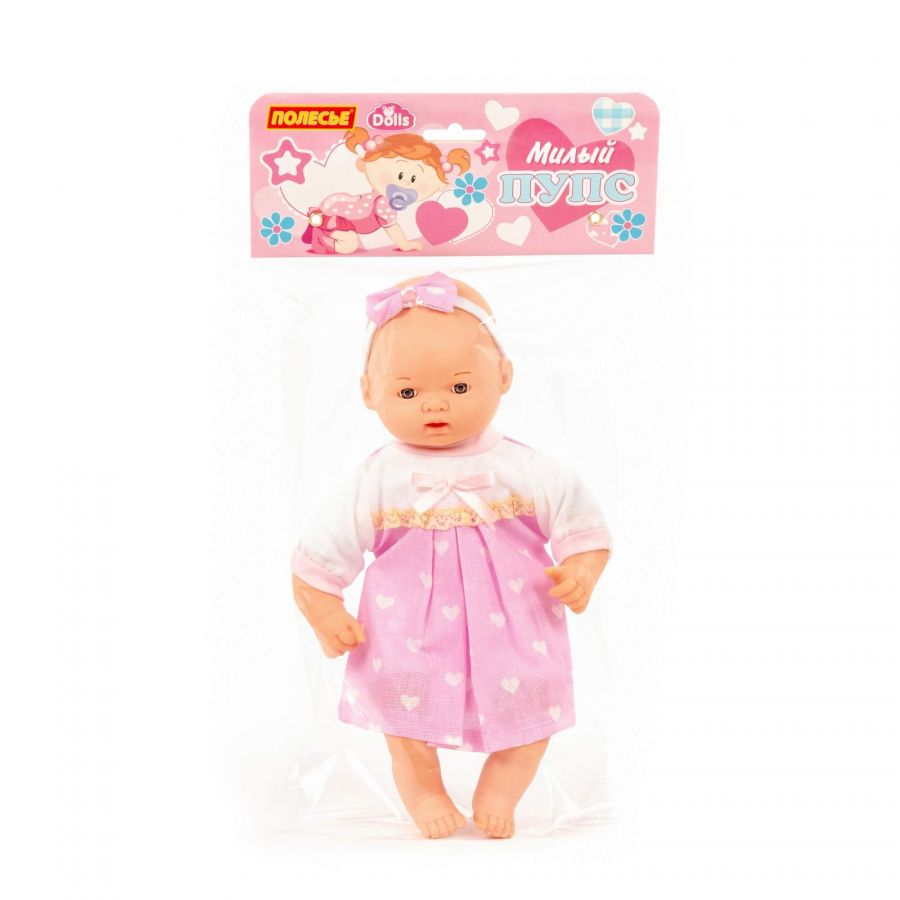 Пупс мягконабивной "Милый" (28 см) в платье (в пакете)