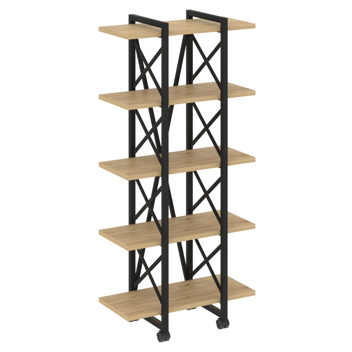 Стеллаж на колёсных опорах, 5 полок 800х400х1704 мм (ЛДСП Тиквуд светлый)