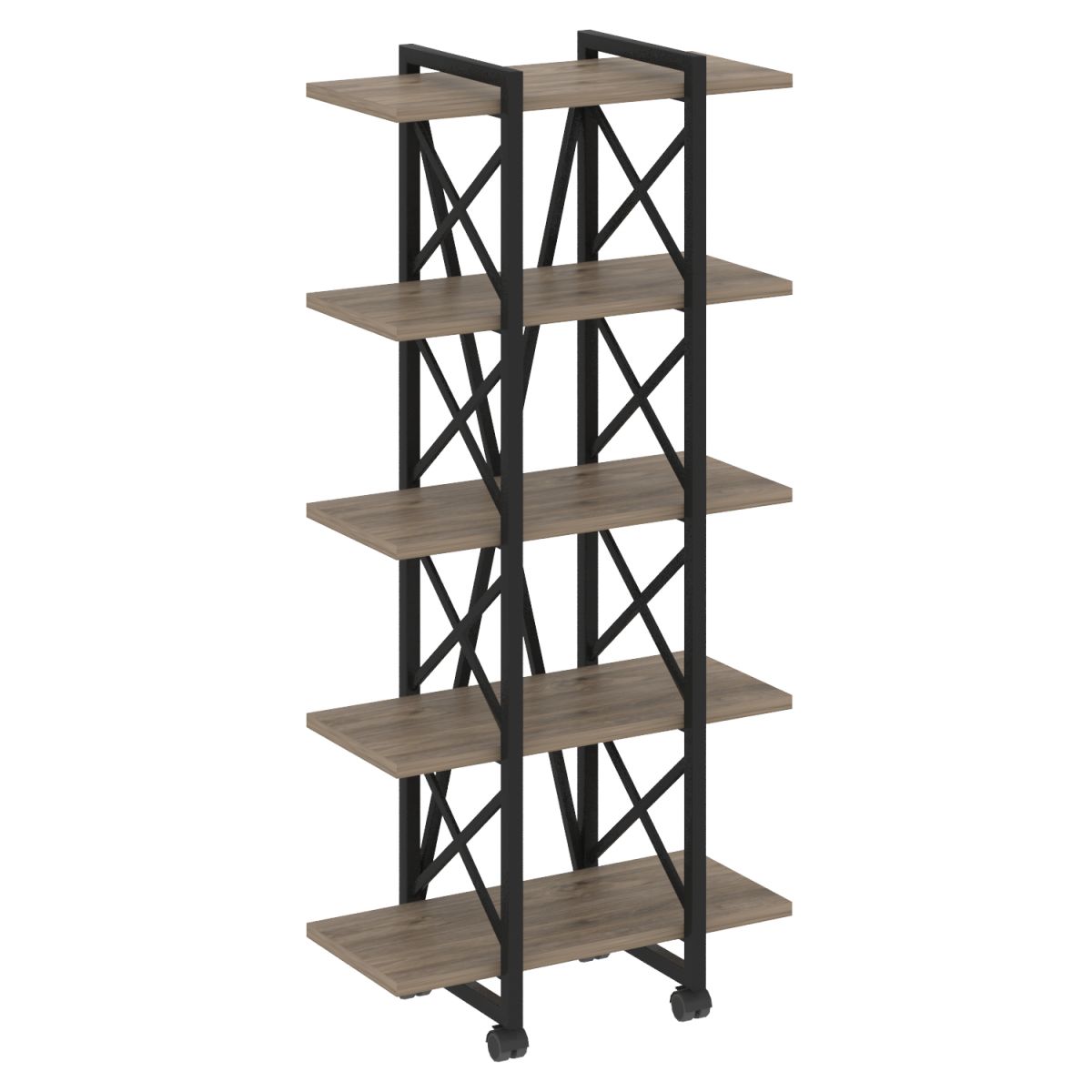 Стеллаж на колёсных опорах, 5 полок 800х400х1704 мм (ЛДСП Тиквуд тёмный)