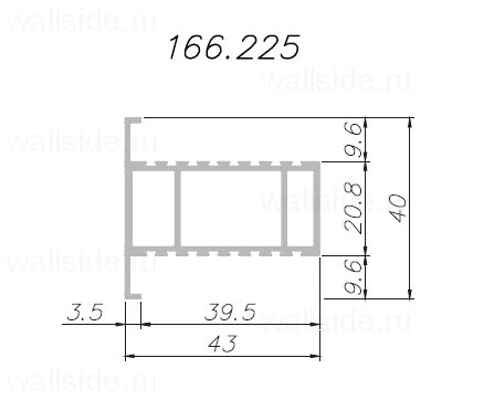 Профиль для полотна прямого открывания под МДФ 40 мм