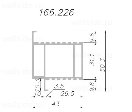 Профиль для полотна обратного открывания под МДФ 50 мм