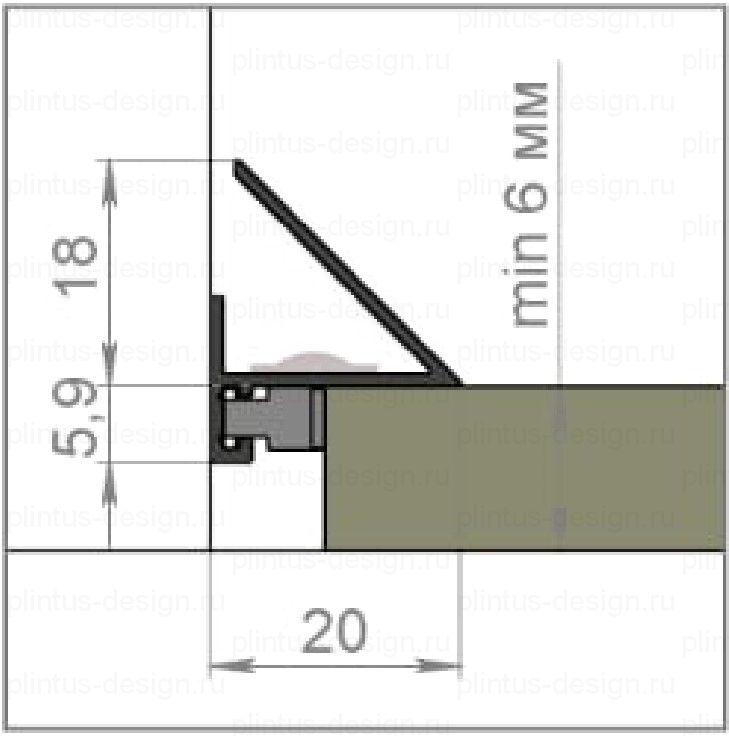 Микроплинтус угловой 1820 чёрный анодированный, 6м