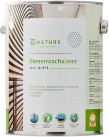 Лазурь с Пчелиным Воском Gnature 471 Bienenwachslasur 0.375л Белая, Цветная для Деревянных Стен и Потолков на Основе Масла и Воска