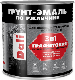 Грунт-Эмаль по Ржавчине Графитовая Dali 10л Коричневый 3 в 1 Быстросохнущая, Атмосферостойкая, Водонепроницаемая / Дали Графитовая.