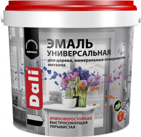 Эмаль Универсальная Dali 0.9кг Черный без Запаха, Акриловая Полуматовая / Дали.