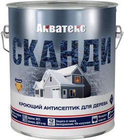 Кроющий Антисептик Акватекс Сканди 9л Слоновая кость для Древесины.