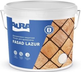 Декоративно-Защитная Лазурь для Древесины Aura Fasad Lazur 9л Защищает от Плесени и Гнили / Аура