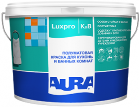 Краска для Ванных Комнат и Кухонь 2.5л Aura Luxpro Kitchen & Bathroom Полуматовая, Белая / Аура Люкспро Китчин