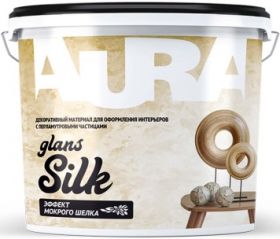 Декоративная Штукатурка Мокрый Шелк Aura Silk Glans 2.5кг Моющаяся, Колеруемая / Аура