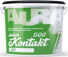 Грунт с Кварцем Aura Dekor Kontakt 500 15кг Белый под Структурные, Фактурные, Декоративные Штукатурки / Аура