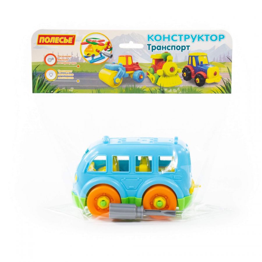 Конструктор-транспорт "Автобус малый" (15 элементов) (в пакете)