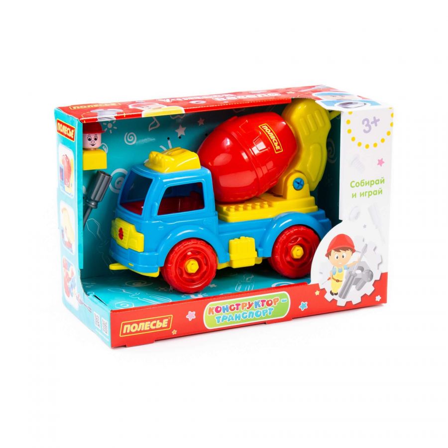 Конструктор-транспорт "Автомобиль-бетоновоз" (29 элементов) (в коробке)