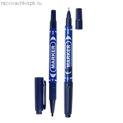Маркер двухсторонний, круглый, 2 мм/0.7 мм, синий