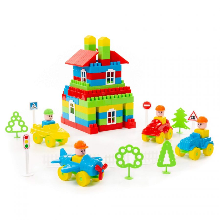 Конструктор "Строитель" (348 элементов) (в пакете)