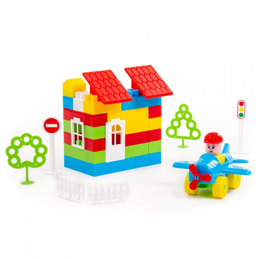 Конструктор "Строитель" (76 элементов) (в пакете)