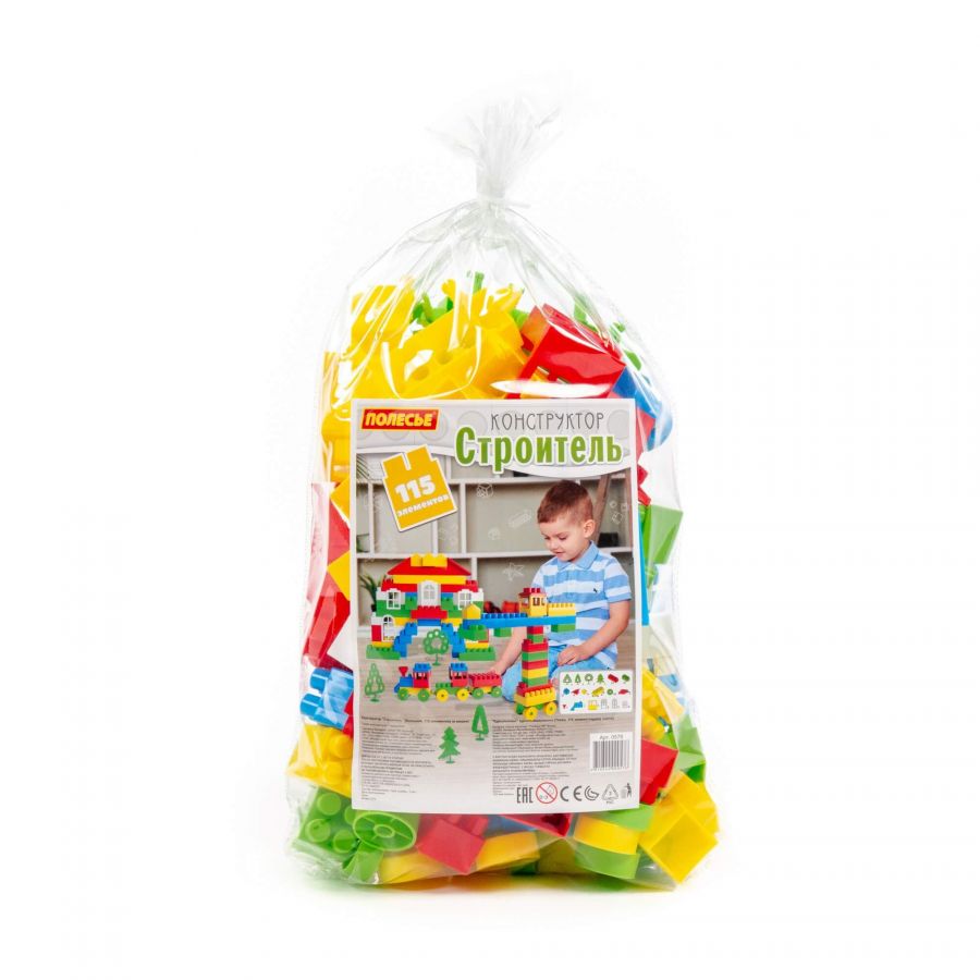 Конструктор "Строитель" (Большой, 115 элементов) (в мешке)