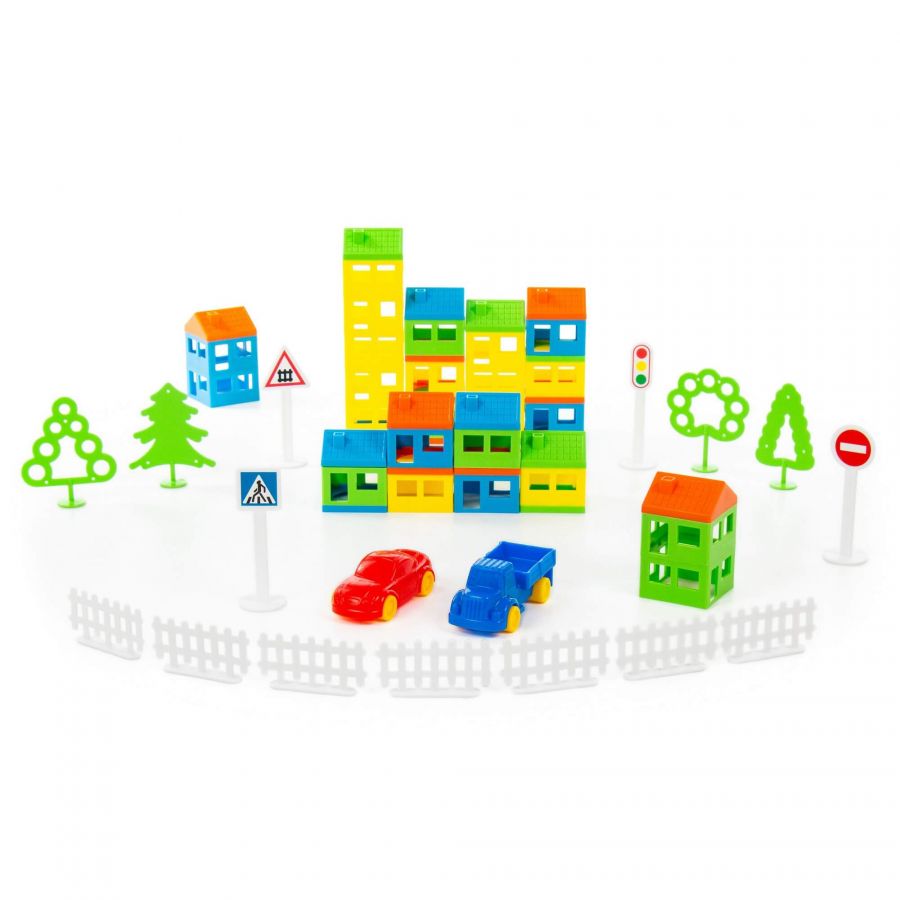 Конструктор "Построй свой город" (80 элементов) (в контейнере)