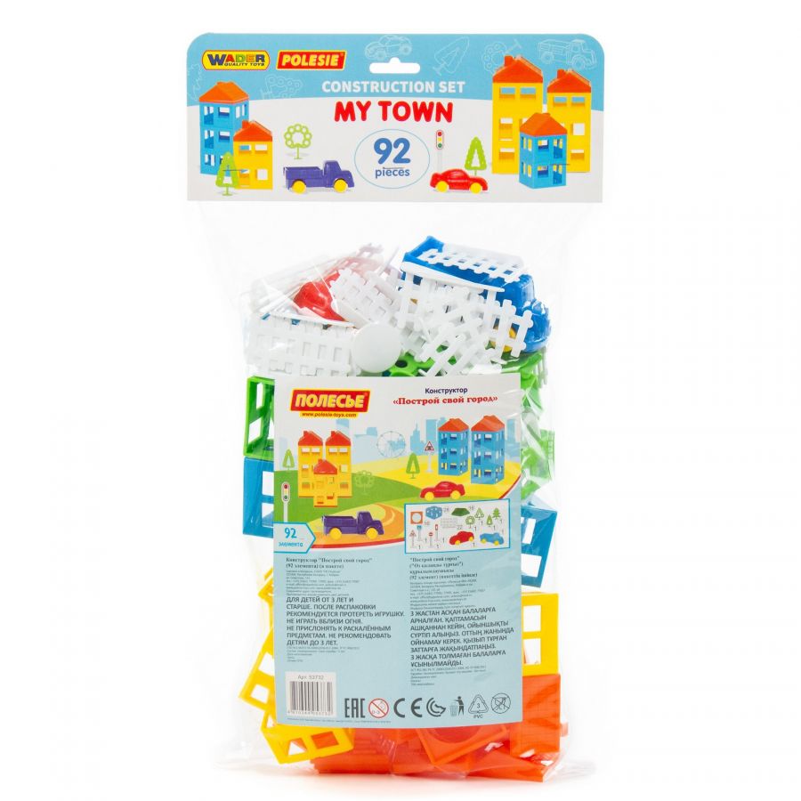 Конструктор "Построй свой город" (92 элемента) (в пакете)