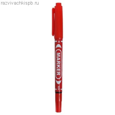 Маркер двухсторонний, круглый, 2 мм/0.7 мм, красный.