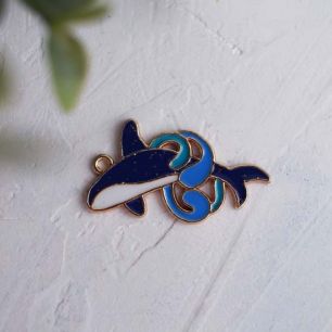 Подвеска металлическая - Кит в волне 3,5 см