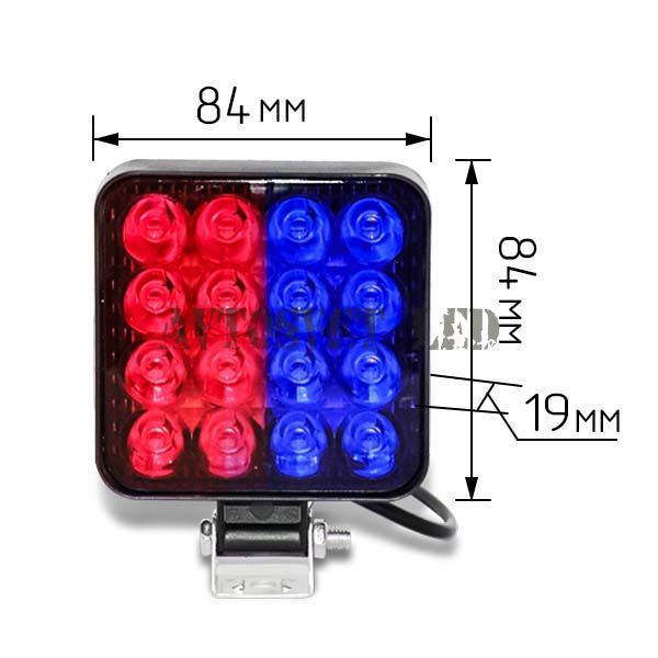 Красно-синие Лэд фары AS16MBR-48W FLOOD