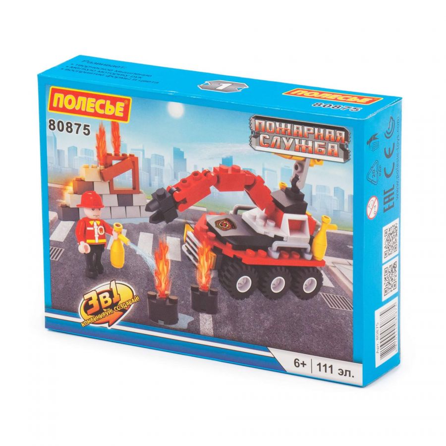 Конструктор "Классик" "Пожарная служба-1.1" (111 элементов) (в коробке)