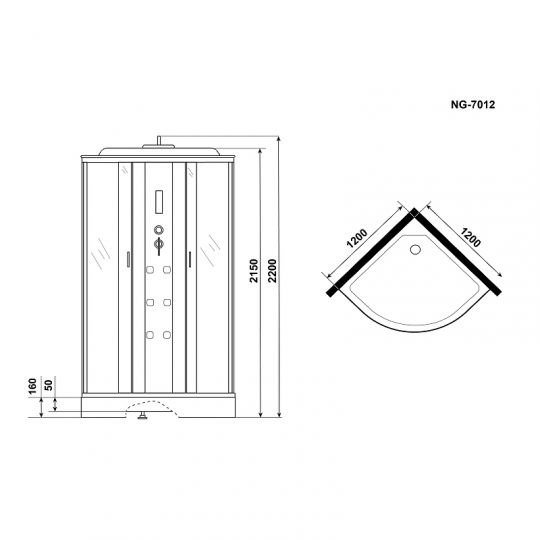 Душевая кабина Niagara Ultra 120x120 NG-7012-01 с гидромассажем схема 12