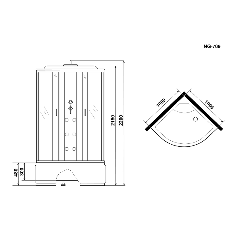 Душевая кабина Niagara Ultra 100x100 NG-709-01 с гидромассажем схема 11