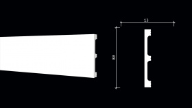 Плинтус Decor-Dizayn DD708 Белая Лепнина Д2000хВ80хТ13 / Декор Дизайн.