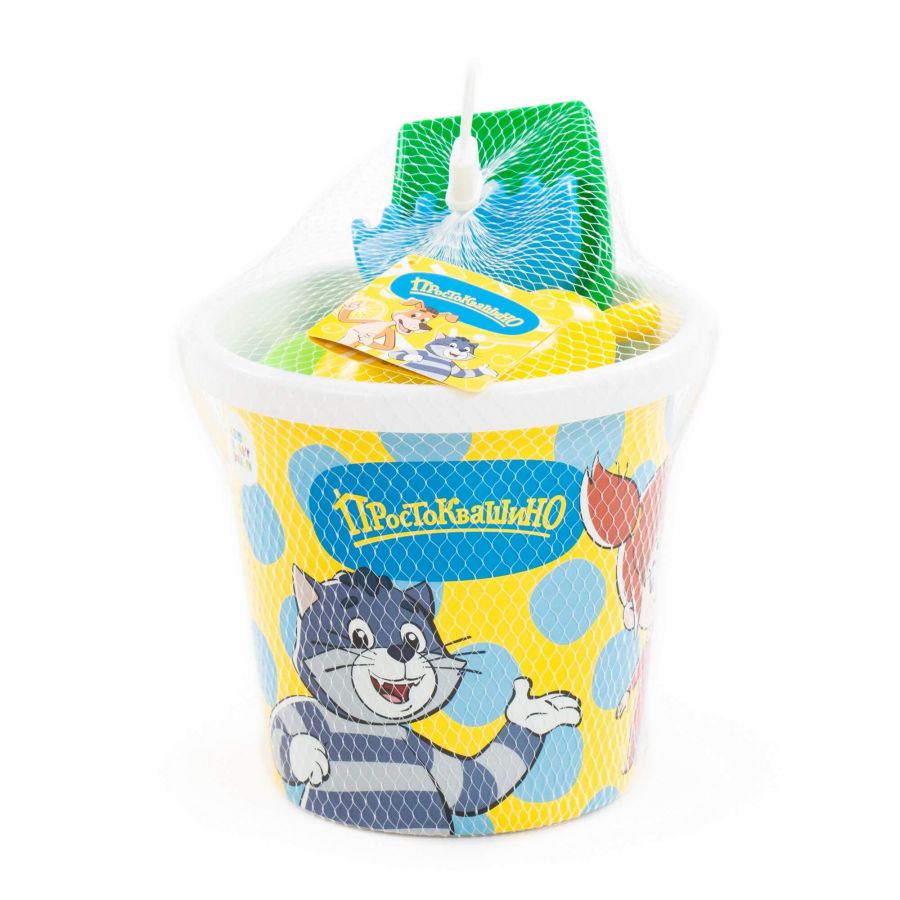 Набор "Простоквашино" №5: ведро с наклейкой, лопатка №5, грабельки №5, формочки (яблоко + груша), лейка малая №4