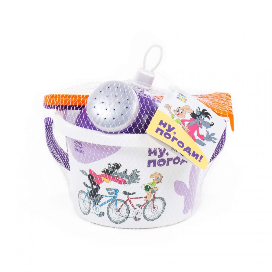 Набор "Ну, погоди!" №3: ведро среднее с наклейкой, лопатка, грабельки, лейка малая №4