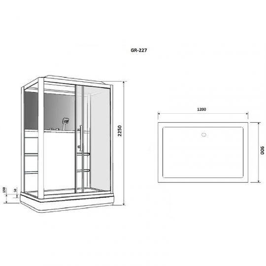 Душевая кабина Grossman 120x90 GR227L с гидромассажем схема 10