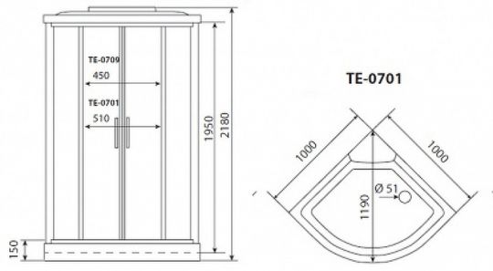 Душевая кабина Timo Eco 100x100 TE-0701 схема 12