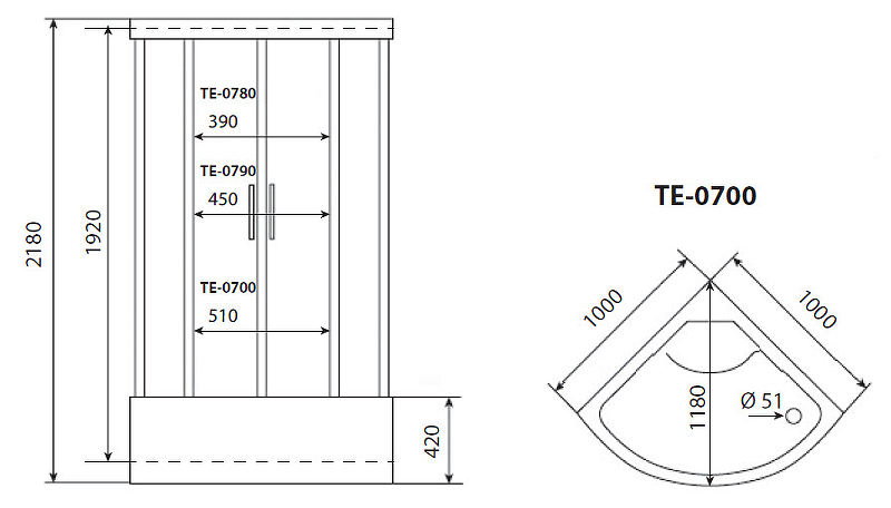 Душевая кабина Timo Eco 100x100 TE-0700 схема 12